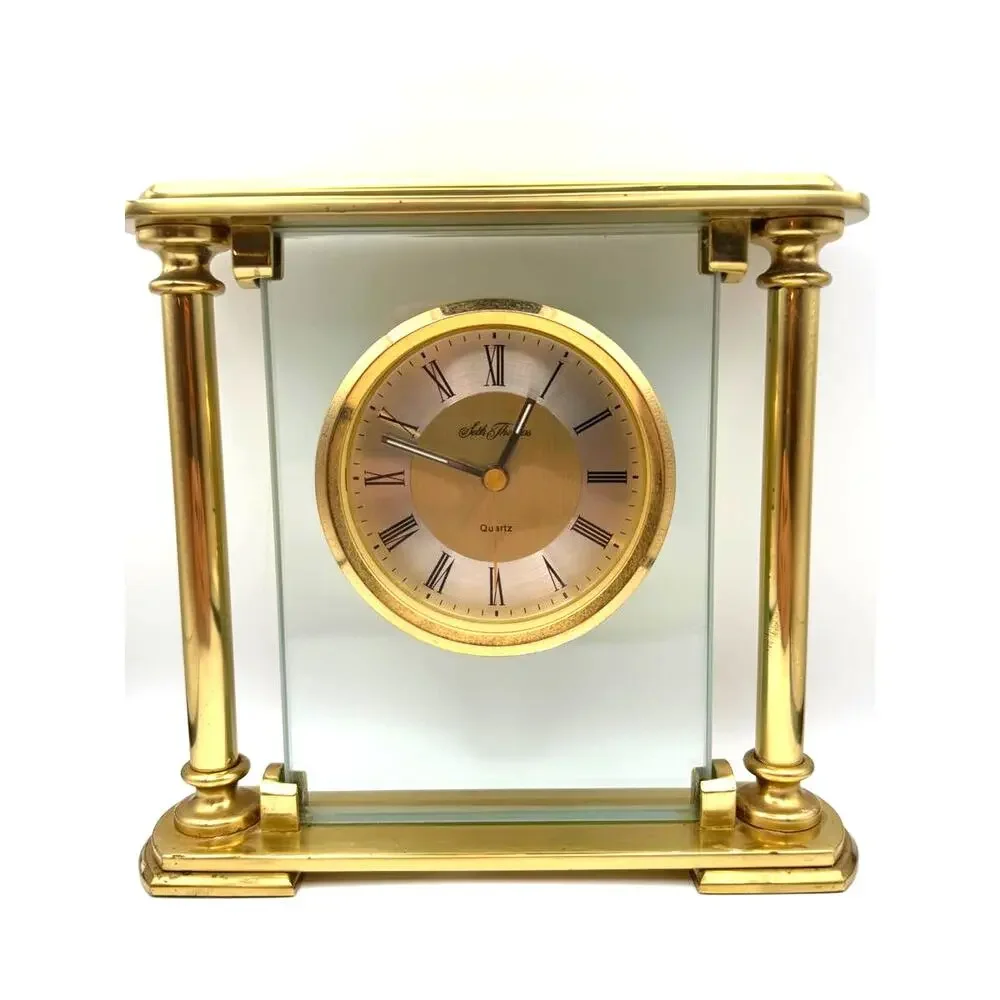 Vintage Seth Thomas Gold-Tone Quartz Arched Mantel Clock Working